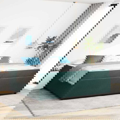 vidaXL Okvir kreveta s madracem Tamnozelena 200 x 200 cm Baršun Cijene