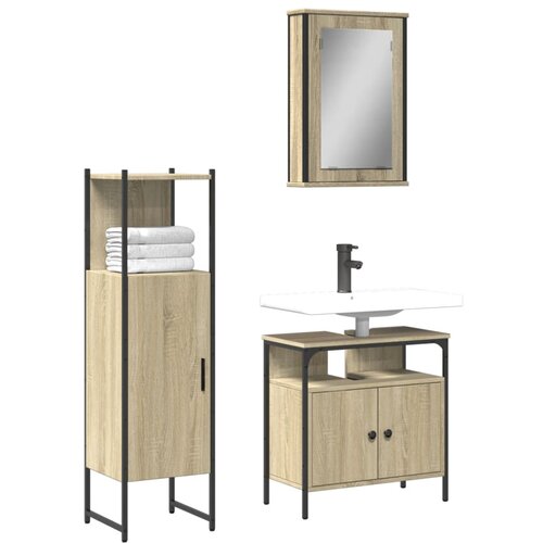  The Living Store Kopalniška garnitura 3-delna sonoma hrast inženirski les - Komplet Kopalniškega Pohištva, (21477771) Cene