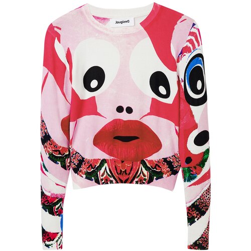 Desigual Pulover roza / crvena / crna / bijela Cijene