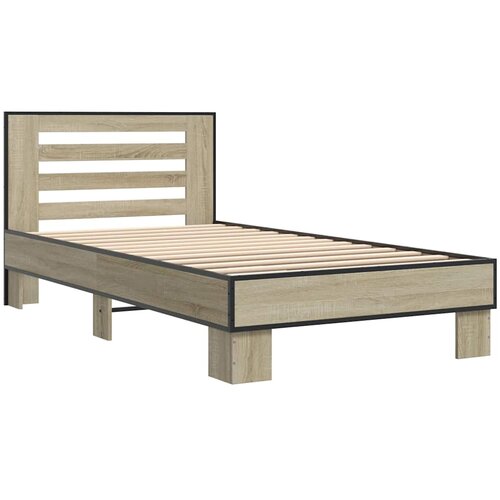  Okvir za krevet boja hrasta 75x190 cm konstruirano drvo i metal Smeđa 75 x 190 cm Slike