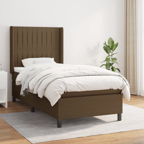  The Living Store Box spring postelja z vzmetnico temno rjava 90x200 cm blago - Box Spring Postelja, (21449877) Slike