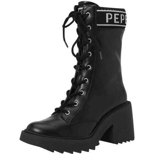 Pepe Jeans Gležnarji z vezalkami 'Boss' črna / bela Cene