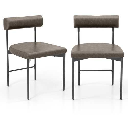 Costway PVC usnjeni jedilni stol Set Grey 2 kosa, (5000006625) Cene