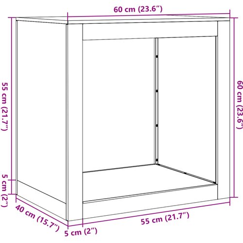  Stalak za drva za ogrjev 60 x 40 x 60 cm od nehrđajućeg čelika Slike
