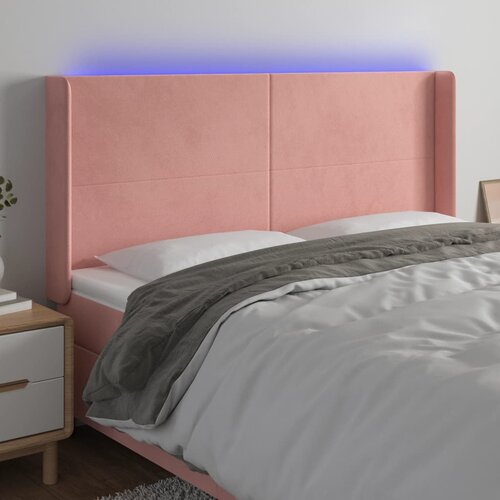 The Living Store LED posteljno vzglavje roza 183x16x118/128 cm žamet - LED Vzglavje, (21659589) Cene