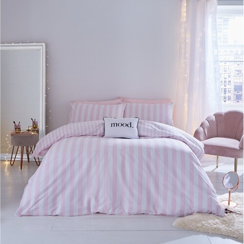 Sassy B Bela/rožnata posteljnina za zakonsko posteljo 200x200 cm Stripe Tease &amp;ndash; Slike