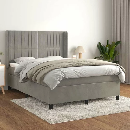  Box spring postelja z vzmetnico svetlo siva 140x200 cm žamet, (20901915)