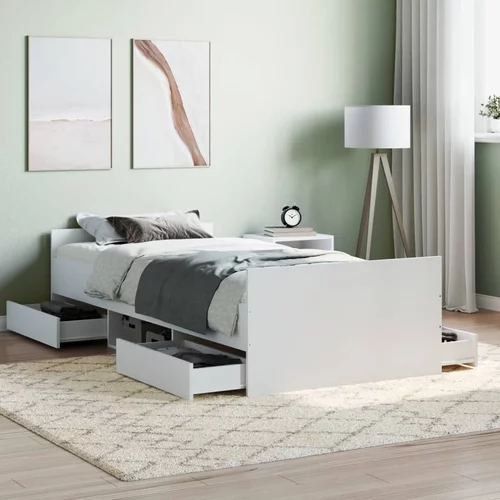 vidaXL Okvir kreveta s uzglavljem i podnožjem bijeli 100 x 200 cm