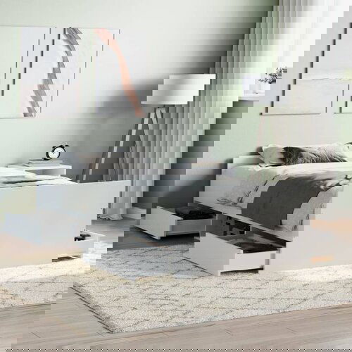 vidaXL Posteljni okvir z vzglavjem in vznožjem bel 100x200 cm Cene