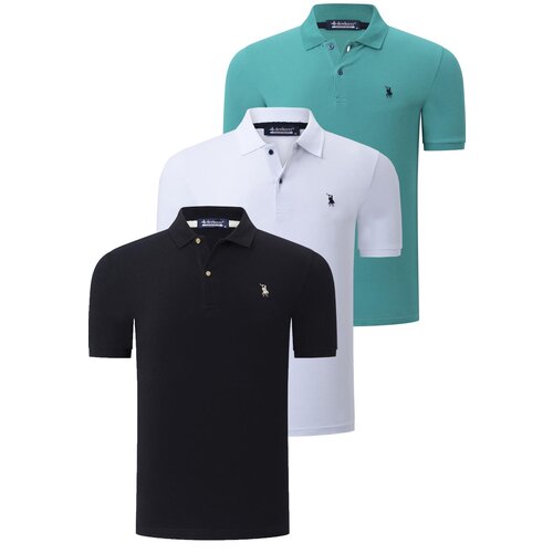 Dewberry TRIPLE SET T8561 MEN&amp;#039;S T-SHIRT-BLACK-WHITE-LIGHT GREEN Slike