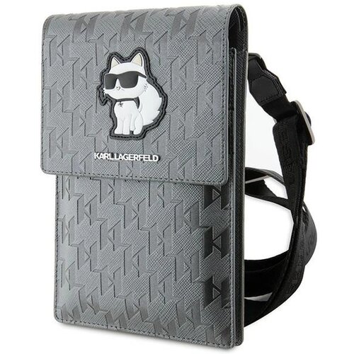 Karl Lagerfeld SAFFIANO MONOGRAM CHOUPETTE SREBRNA ŽENSKA ROČNA TORBA, (22007715) Slike