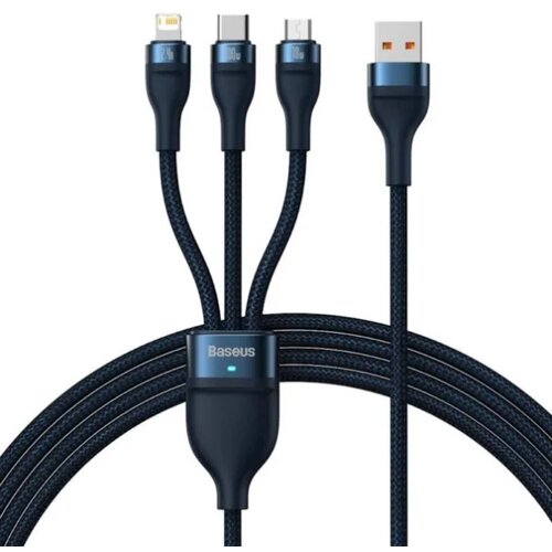 Baseus cable 3in1 Flash II USB - micro USB + Lightning + USB-C 1,2m 3,5A blue 66W Cijene