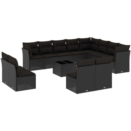 vidaXL 13-dijelni set vrtnih sofa s jastucima poliratan crni Cene