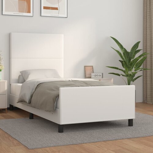 vidaXL Posteljni okvir z vzglavjem bel 90x190 cm umetno usnje Cene