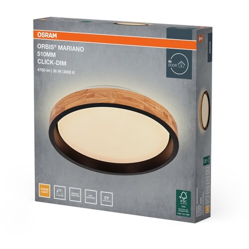 Osram LED prigu&amp;scaron;iva stropna svetiljka MARIANO LED/36W/230V prečnik 51 cm hrast/crna Slike