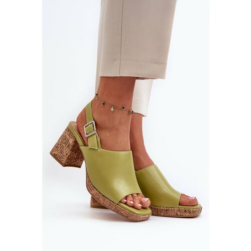 Kesi Women's eco leather sandals with high heels Sergio Leone Pistachio Cene