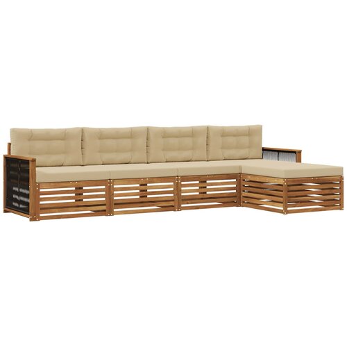 vidaXL Zunanja garnitura za sedenje z blazino 5 pcs Naravna in bež, (5000282329) Cene