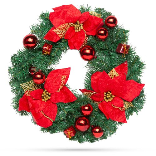 Family Christmas Božični venček okra&amp;scaron;en 40 cm rdeč Slike