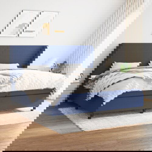 The Living Store Box spring postelja z vzmetnico modra 200x200 cm blago - Box Spring Postelja, (21437807) Slike