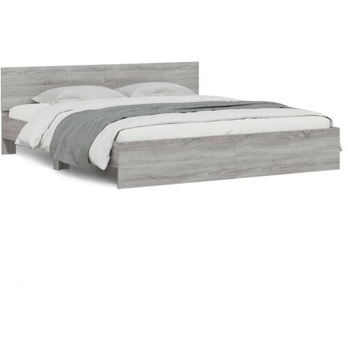 Okvir kreveta s uzglavljem siva boja hrasta 180 x 200 cm Slike