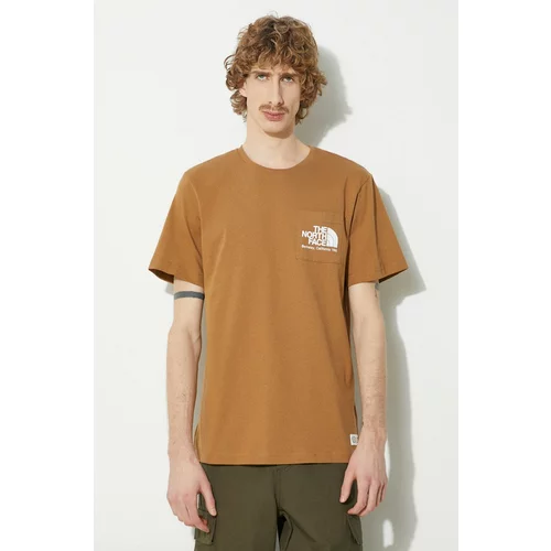 The North Face Bombažna kratka majica M Berkeley California Pocket S/S Tee moška, rjava barva, NF0A87U21731