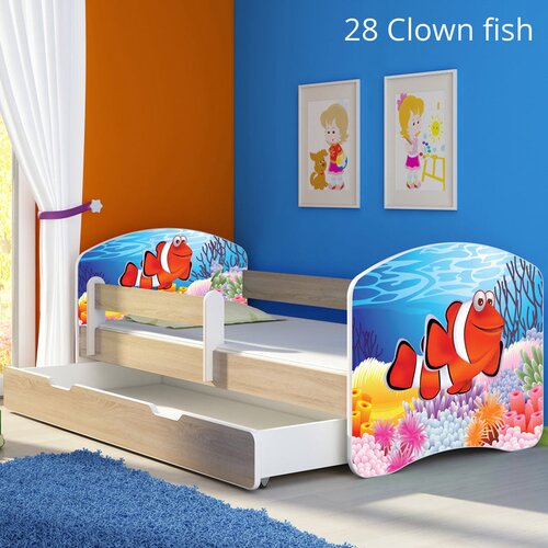 Dječji krevet ACMA s motivom, bočna sonoma + ladica 160x80 cm 28 Clown Fish Cijene