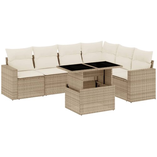 VidaXL 7-dijelni set vrtnih sofa od poliratana s jastucima bež Slike