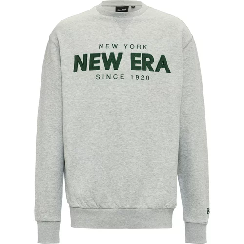 New Era Sweater majica siva melange / tamno zelena