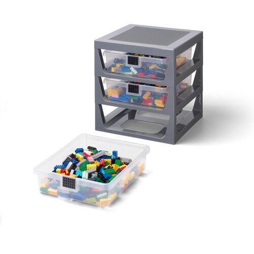 Lego polica sa 3 fioke i podlogom za gradnju - siva ( 40950003 ) Slike