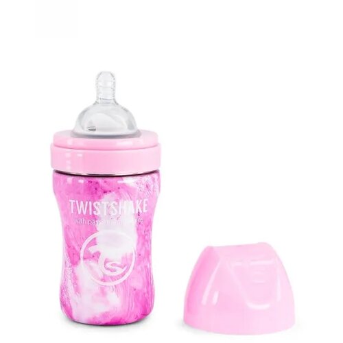 Twistshake TS flasica anti-colic stainless marble pink 260ml Cijene