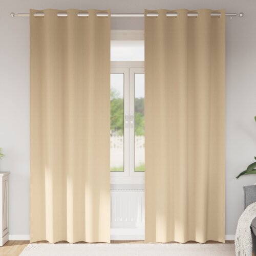 vidaXL Zavese z zavesami 2 pcs krema 225 x 140 cm Poliester Cene