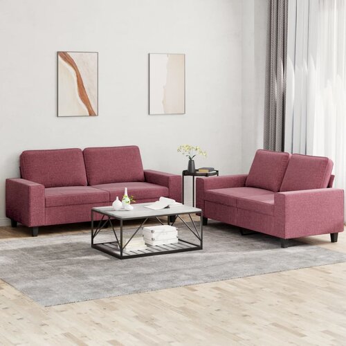  2-dijelni set sofa crvena boja vina od tkanine Cene