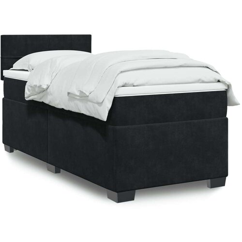 vidaXL Box spring postelja z vzmetnico črna 80x200 cm žamet Cene