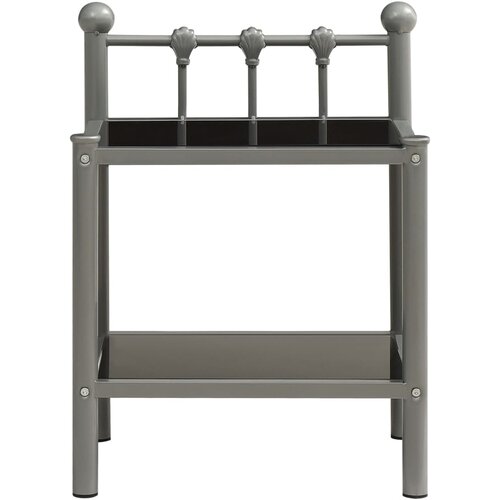 Maison Chic Nočna omarica - Nočna miza siva in črna 45x34,5x60,5 cm kovina in steklo, (21687336) Slike