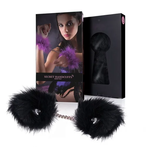 SECRET PLAY Marabou Handcuffs Black