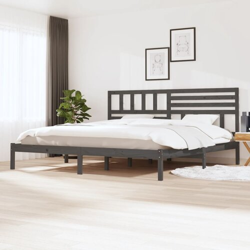 The Living Store Posteljni okvir siv iz borovine 200x200 cm - Posteljni Okvir, (21525896) Slike