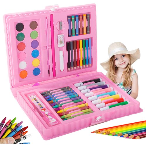  Umjetnički set od 68 dijelova bojica i flomastera za bojanje ružičastom bojom Cijene