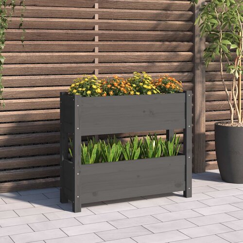 vidaXL visoka greda siva 77x25x66 cm trdna borovina Cene