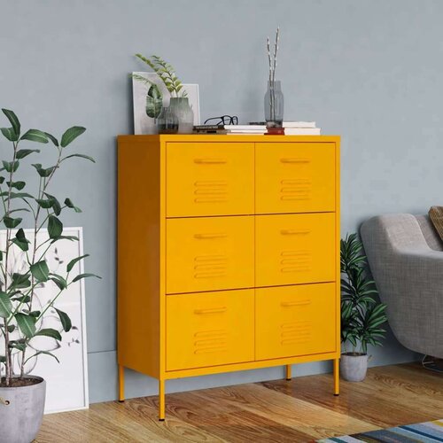 vidaXL Omarica s predali gorčično rumena 80x35x101,5 cm jeklo Cene