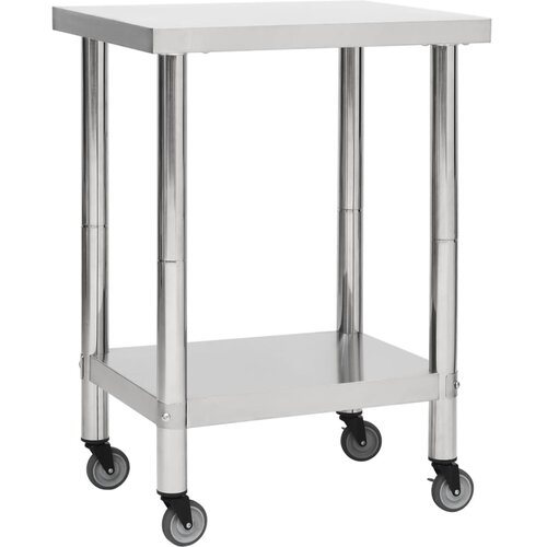 vidaXL Kuhinjski radni stol s kotačima 60x30x85 cm nehrđajući čelik Cijene