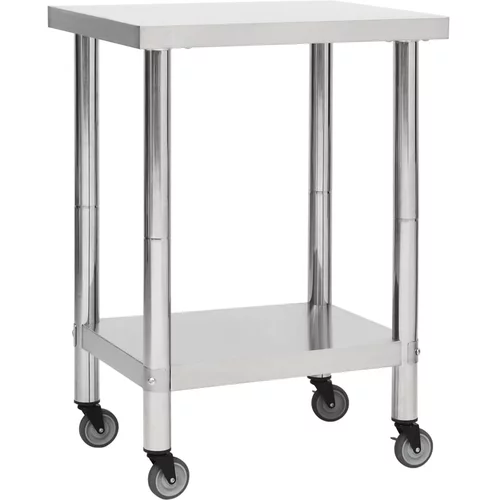 vidaXL Kuhinjski radni stol s kotačima 60x30x85 cm nehrđajući čelik