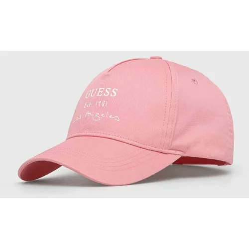 Guess Bombažna bejzbolska kapa roza barva