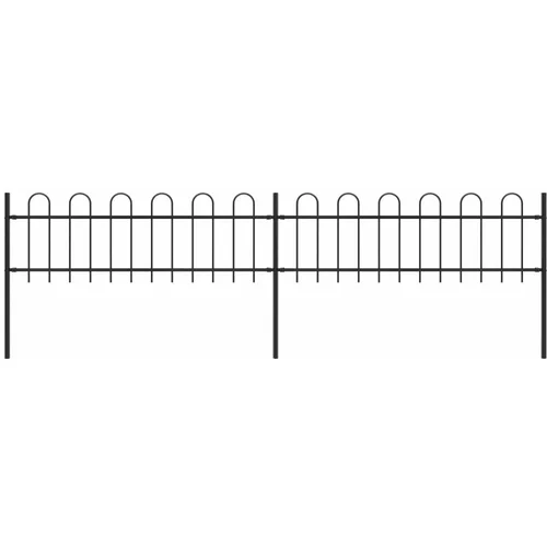 vidaXL Vrtna ograja z obročastimi vrhovi jeklo 3,4x0,6 m črna