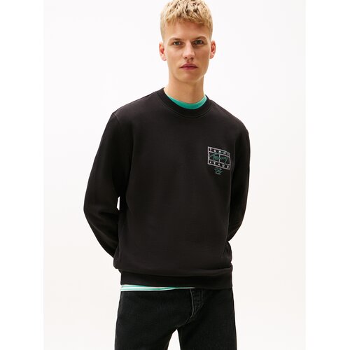 Tommy Jeans Sweater majica kraljevski zelena / crna / srebro Slike