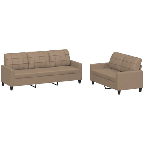  2-dijelni set sofa s jastucima boja cappuccina od umjetne kože Slike