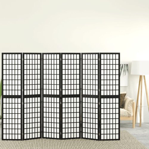  Zložljiv 6-delni paravan japonski stil 240x170 cm črne barve Cene