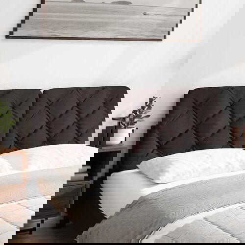 Maison Chic posteljno vzglavje - vzglavna omarica - vzglavna stranica temno rjava 140 cm blago, (21704094) Cene