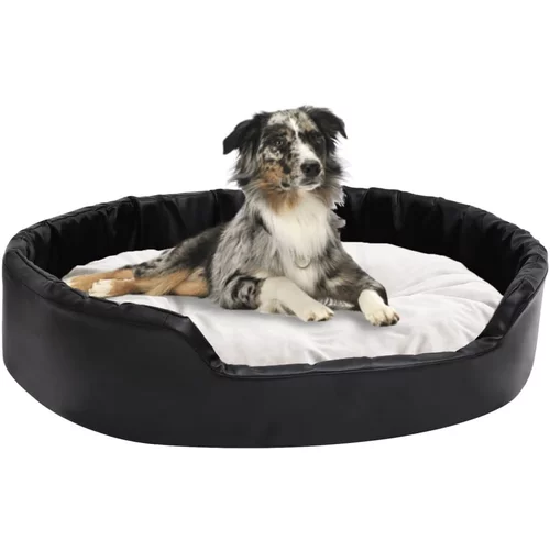 vidaXL pasja postelja črna in bež 90x79x20 cm pliš in umetno usnje