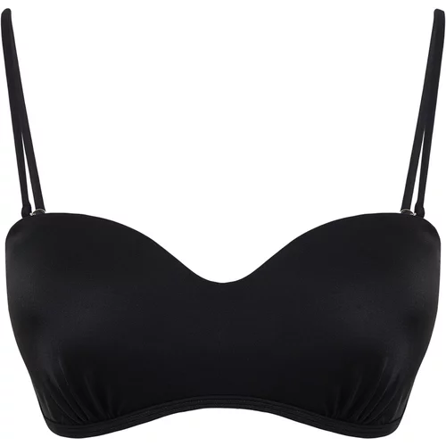 Trendyol Black Strapless Gathered Bikini Top