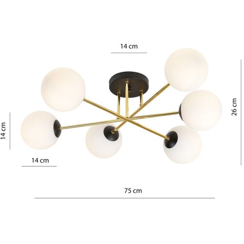  Luster na &amp;scaron;ipci MAGNUM 6xE14/10W/230V bela/zlatna/crna Slike